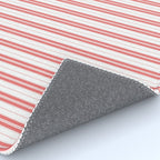 Apple Red and White Narrow Vintage Provincial French Chateau Ticking Stripe Rug Gallery Image 4