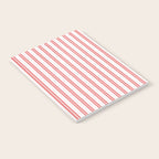 Apple Red and White Narrow Vintage Provincial French Chateau Ticking Stripe Notebook Gallery Image 2