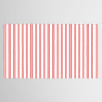 Apple Red and White Narrow Vintage Provincial French Chateau Ticking Stripe Tablecloth Gallery Image 2