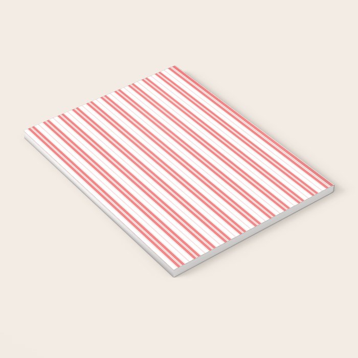 Apple Red and White Narrow Vintage Provincial French Chateau Ticking Stripe Notebook Gallery Image 3
