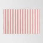 Apple Red and White Narrow Vintage Provincial French Chateau Ticking Stripe Rug Gallery Image 2