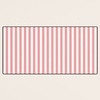 Apple Red and White Narrow Vintage Provincial French Chateau Ticking Stripe Desk Mat Gallery Image 3
