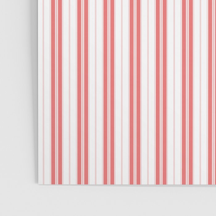 Apple Red and White Narrow Vintage Provincial French Chateau Ticking Stripe Poster Gallery Image 3