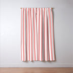 Apple Red and White Narrow Vintage Provincial French Chateau Ticking Stripe Window Curtain Gallery Image 3