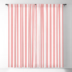 Apple Red and White Narrow Vintage Provincial French Chateau Ticking Stripe Window Curtain Gallery Image 5