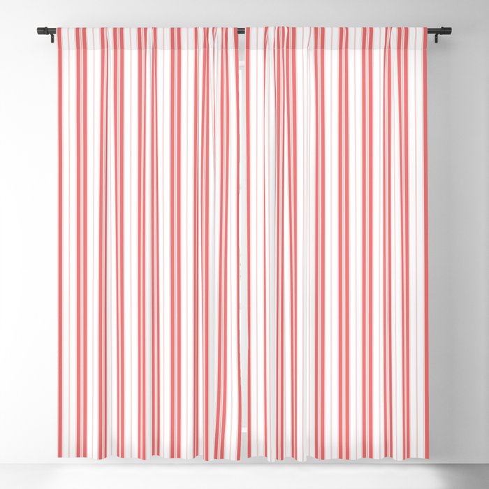 Apple Red and White Narrow Vintage Provincial French Chateau Ticking Stripe Window Curtain Gallery Image 5