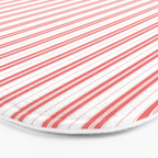 Apple Red and White Narrow Vintage Provincial French Chateau Ticking Stripe Bath Mat Gallery Image 3