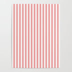 Apple Red and White Narrow Vintage Provincial French Chateau Ticking Stripe Poster Gallery Image 4