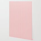Apple Red and White Narrow Vintage Provincial French Chateau Ticking Stripe Wallpaper Gallery Image 2