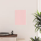 Apple Red and White Narrow Vintage Provincial French Chateau Ticking Stripe Poster Gallery Image 2