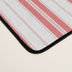 Apple Red and White Narrow Vintage Provincial French Chateau Ticking Stripe Desk Mat Gallery Image 4