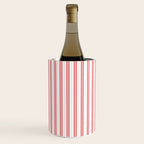 Apple Red and White Narrow Vintage Provincial French Chateau Ticking Stripe Wine Chiller Gallery Image 1