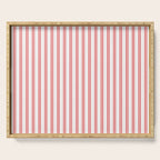 Apple Red and White Narrow Vintage Provincial French Chateau Ticking Stripe Serving Tray Gallery Image 1