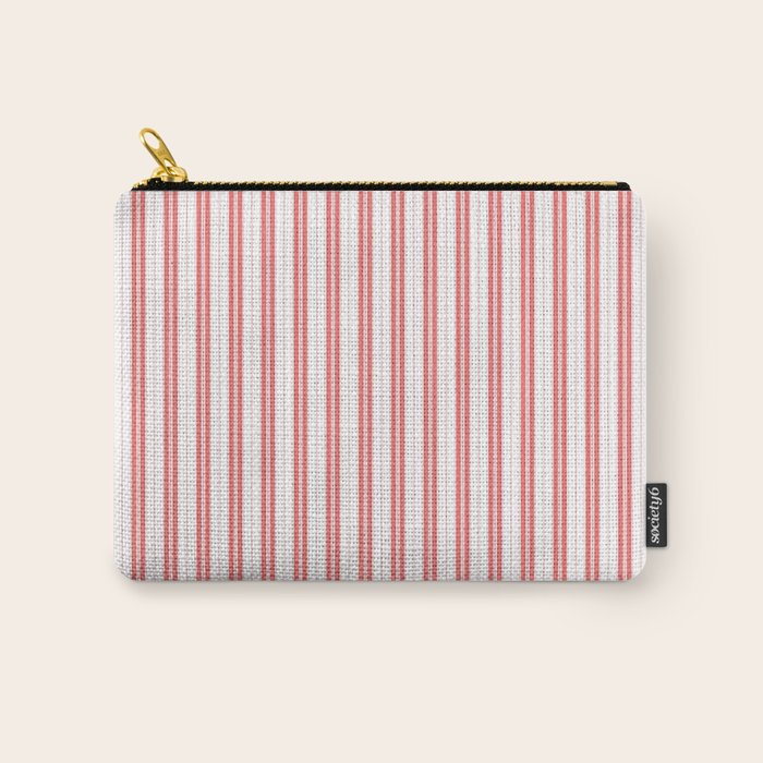 Apple Red and White Narrow Vintage Provincial French Chateau Ticking Stripe Carry All Pouch Gallery Image 1