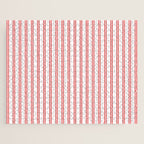 Apple Red and White Narrow Vintage Provincial French Chateau Ticking Stripe Jigsaw Puzzle Gallery Image 1
