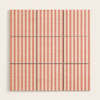 Apple Red and White Narrow Vintage Provincial French Chateau Ticking Stripe Wood Wall Art Gallery Image 1
