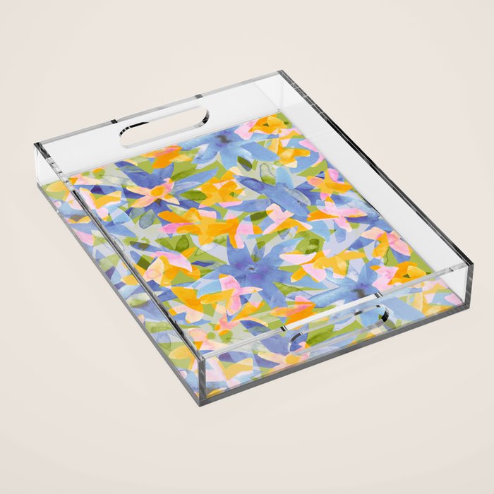 Watercolor Blooms #1 Acrylic Tray Gallery Image 1