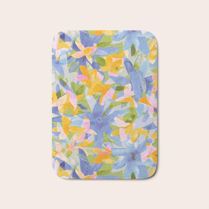 Watercolor Blooms #1 Bath Mat Gallery Image 1