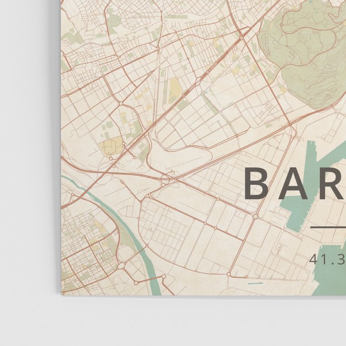 Barcelona, Spain - Vintage Map Poster Gallery Image 3