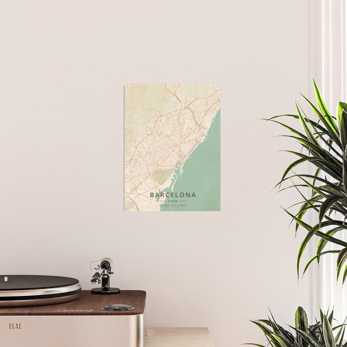 Barcelona, Spain - Vintage Map Poster Gallery Image 2