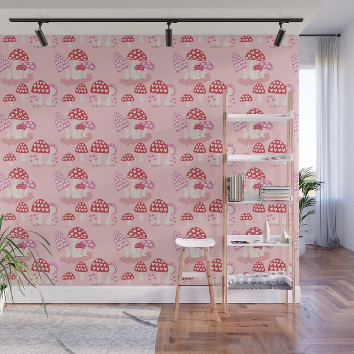 Valentine Mushrooms Wall Mural Gallery Image 1