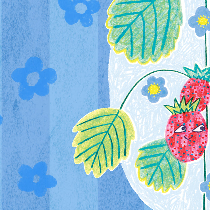 Sweet Strawberry Plant Friends in Sky Blue & Pink Coffee Mug Gallery Image 2