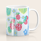 Sweet Strawberry Plant Friends in Sky Blue & Pink Coffee Mug Gallery Image 1