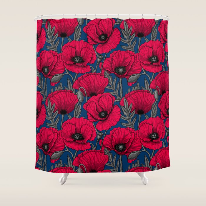Night poppy garden  Shower Curtain Gallery Image 1