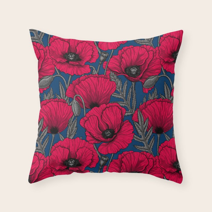 Night poppy garden  Throw Pillow Gallery Image 6