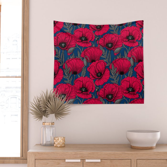 Night poppy garden  Wall Tapestry Gallery Image 2