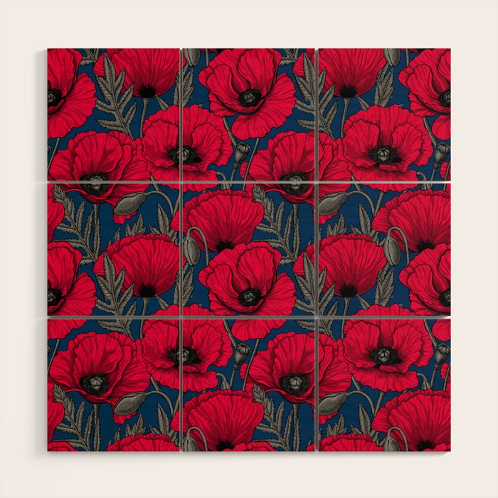 Night poppy garden  Wood Wall Art Gallery Image 1