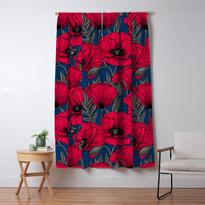 Night poppy garden  Window Curtain Gallery Image 1