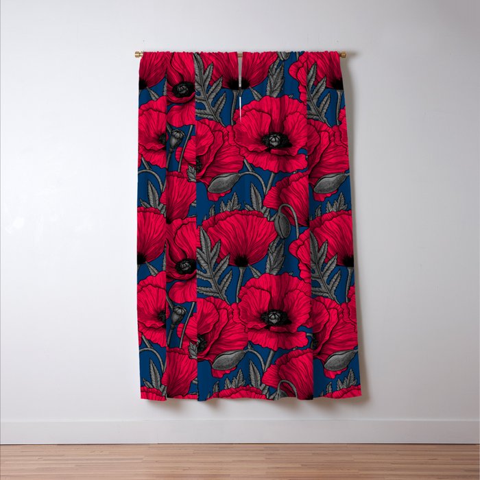 Night poppy garden  Window Curtain Gallery Image 3