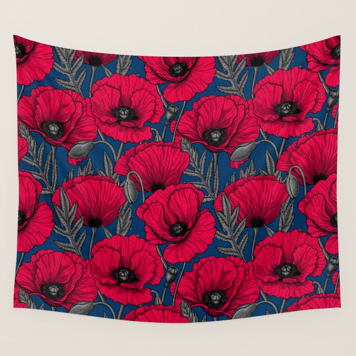 Night poppy garden  Wall Tapestry Gallery Image 4