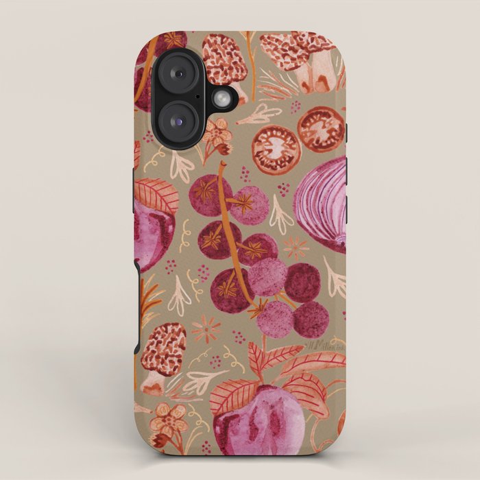Garden Vegetables and Fresh Fruit in Mocha Mousse iPhone Case Gallery Image 1