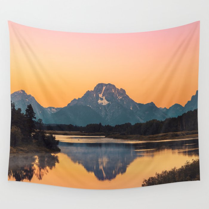 Sunrise In The Rockies - Grand Teton National Park Wall Tapestry Gallery Image 1
