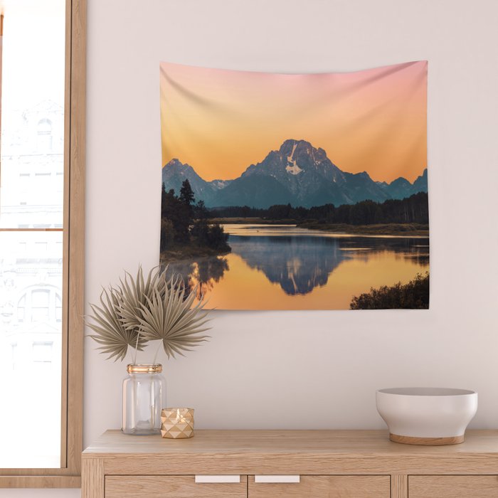 Sunrise In The Rockies - Grand Teton National Park Wall Tapestry Gallery Image 2