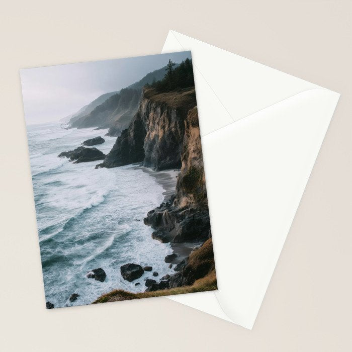 Waves Below Pines - Pacific Northwest Coast Wall Art Stationery Card Gallery Image 2