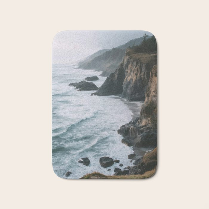 Waves Below Pines - Pacific Northwest Coast Wall Art Bath Mat Gallery Image 1