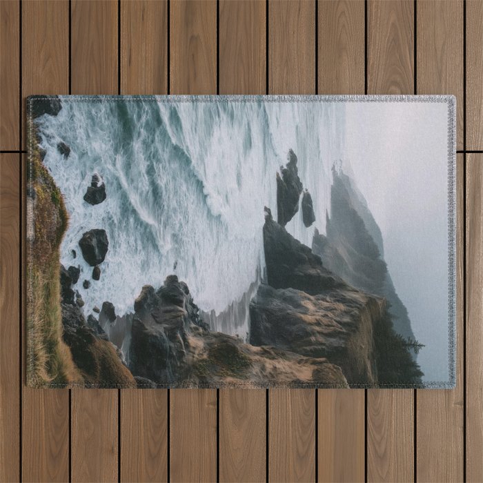 Waves Below Pines - Pacific Northwest Coast Wall Art Outdoor Rug Gallery Image 1
