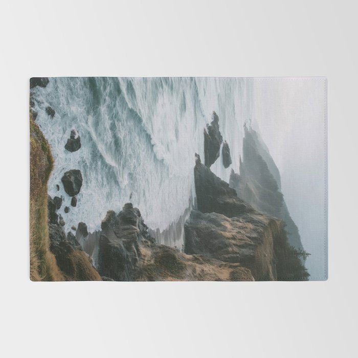 Waves Below Pines - Pacific Northwest Coast Wall Art Rug Gallery Image 2