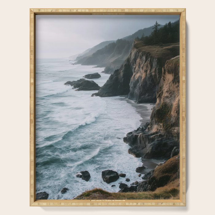 Waves Below Pines - Pacific Northwest Coast Wall Art Serving Tray Gallery Image 1