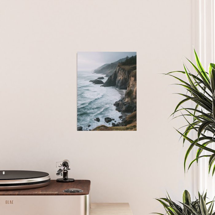 Waves Below Pines - Pacific Northwest Coast Wall Art Poster Gallery Image 2