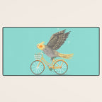 Cockatiel on a Bicycle Desk Mat Gallery Image 3
