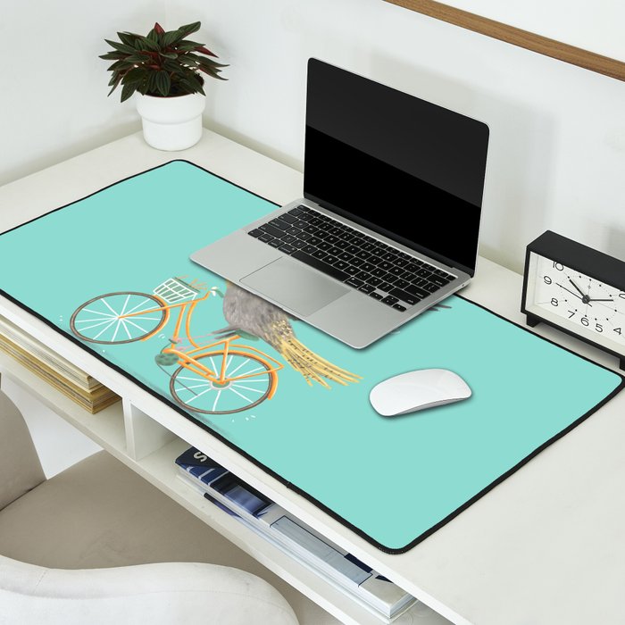 Cockatiel on a Bicycle Desk Mat Gallery Image 2