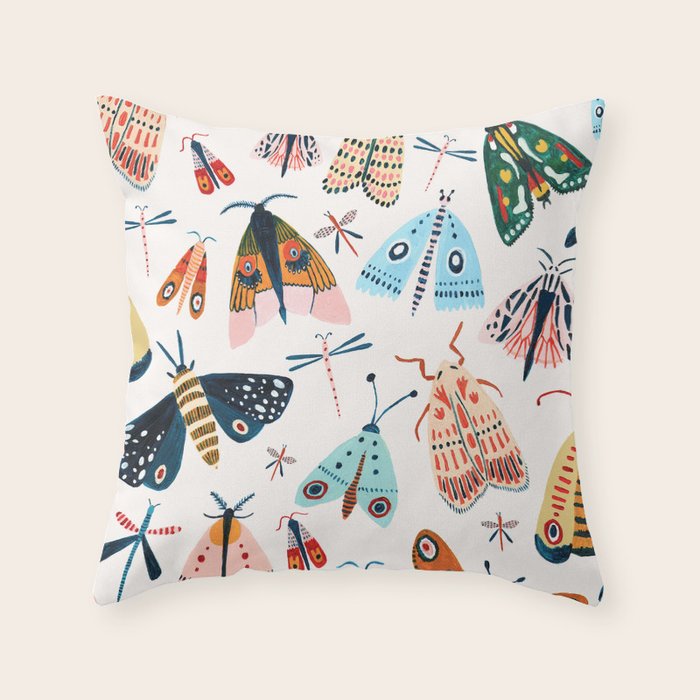 Spring Moths Throw Pillow Gallery Image 1