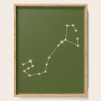 Scorpio Zodiac Star Constellation Line Art Olive Green Serving Tray Gallery Image 1