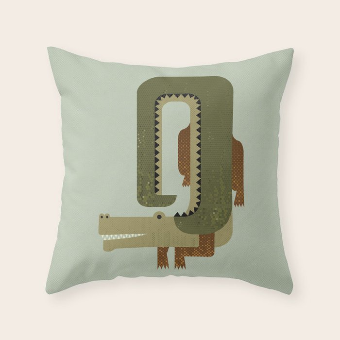 Whimsy Crocodile Throw Pillow Gallery Image 6