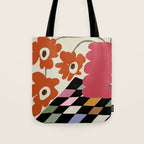 color checkerboard with dropping flower Tote Bag Gallery Image 1