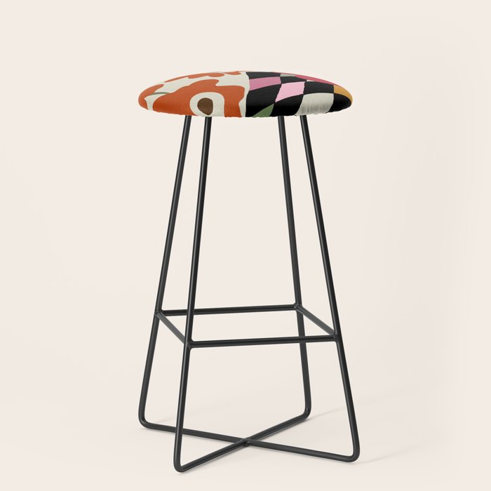 color checkerboard with dropping flower Stool Gallery Image 1
